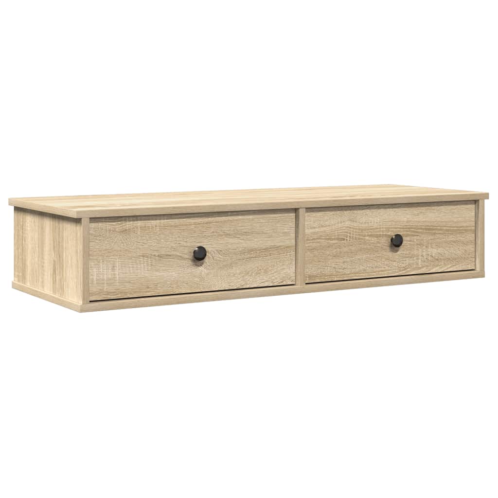 Étagère murale avec tiroirs chêne sonoma bois d'ingénierie