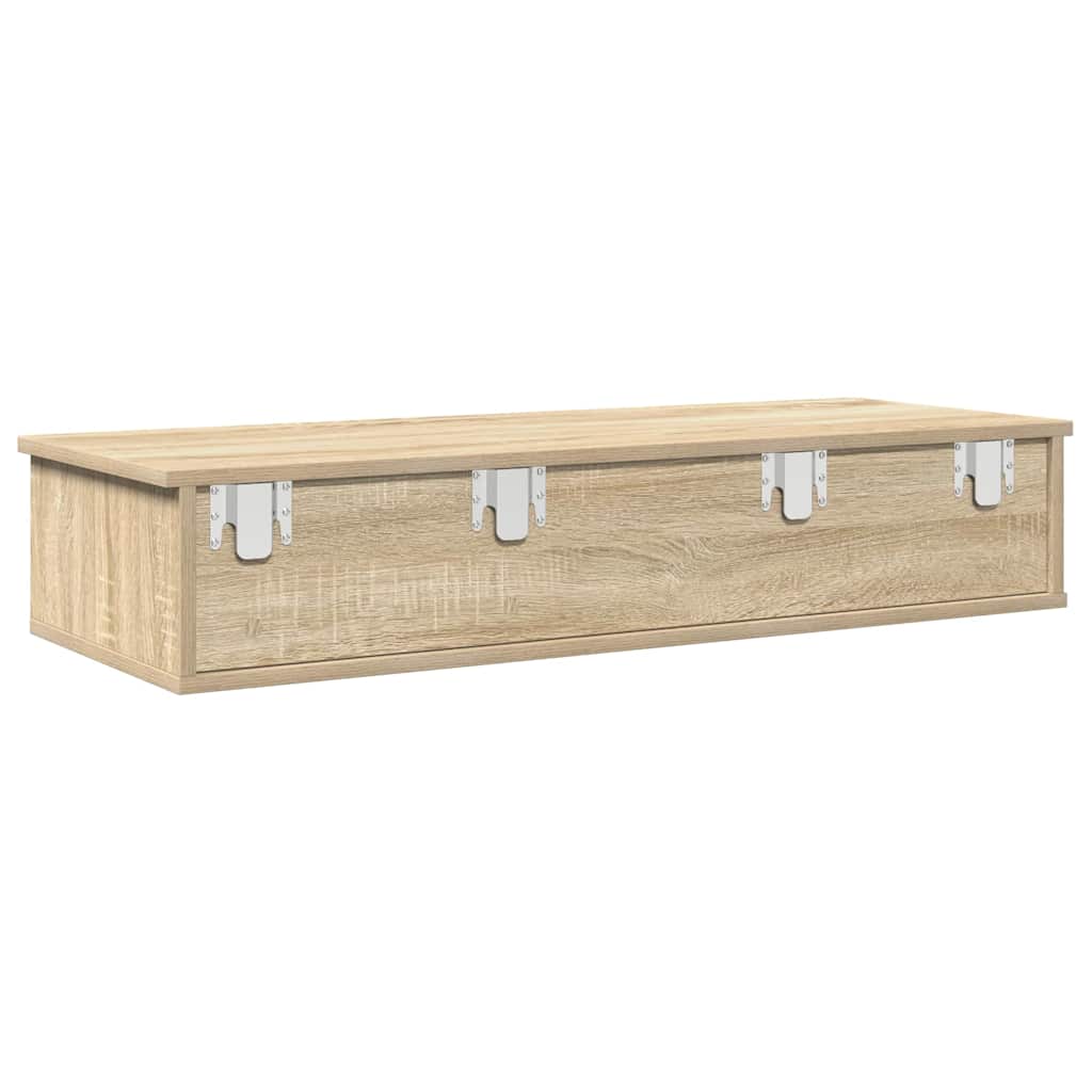 Étagère murale avec tiroirs chêne sonoma bois d'ingénierie