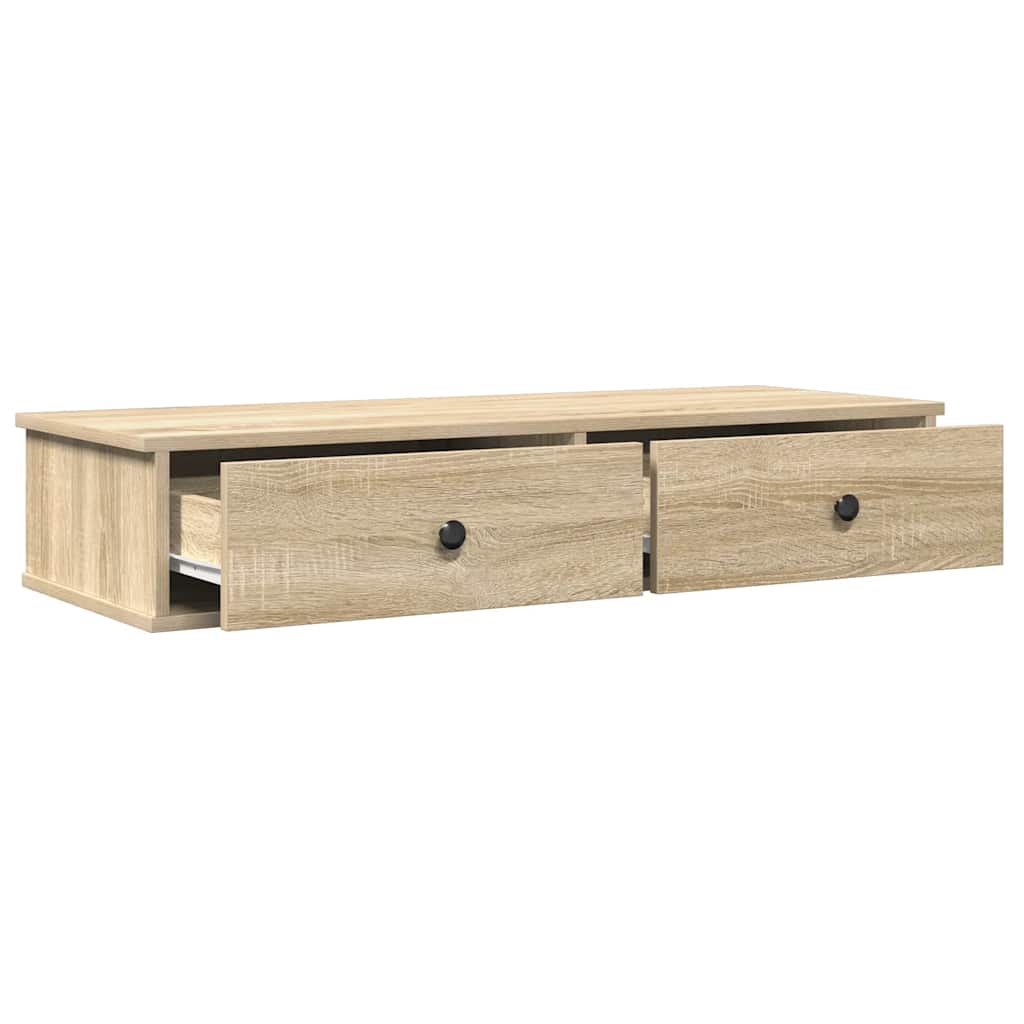Étagère murale avec tiroirs chêne sonoma bois d'ingénierie