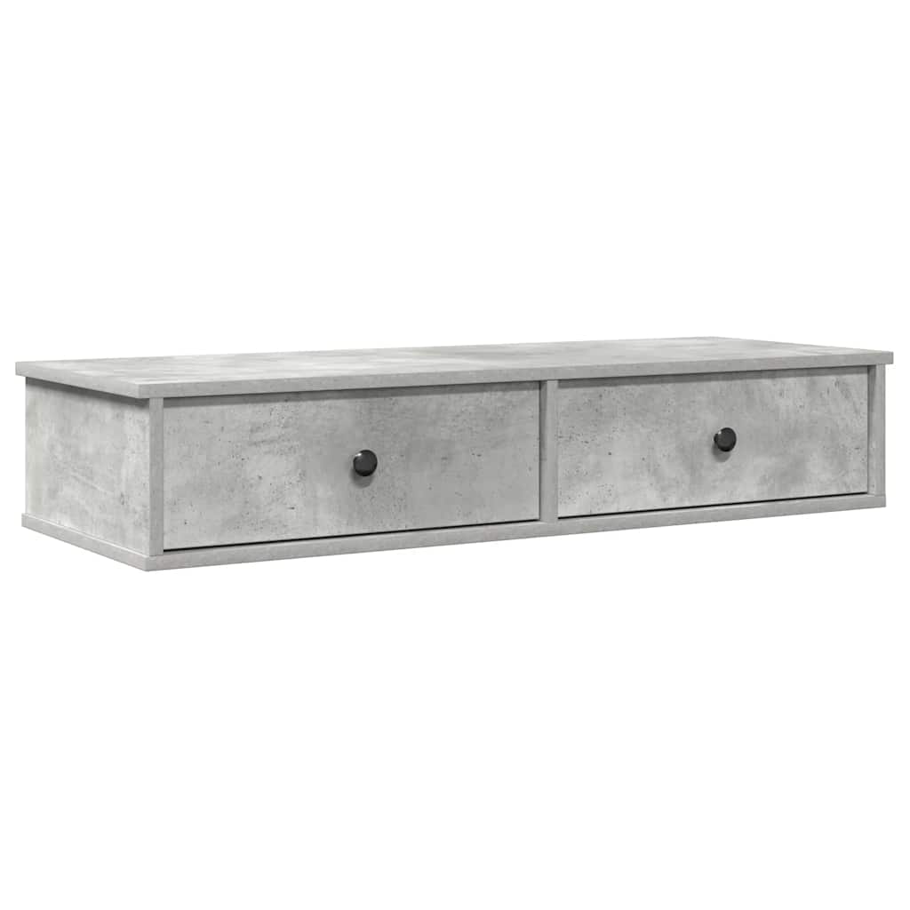 Étagère murale avec tiroirs gris béton bois d'ingénierie - XIOS