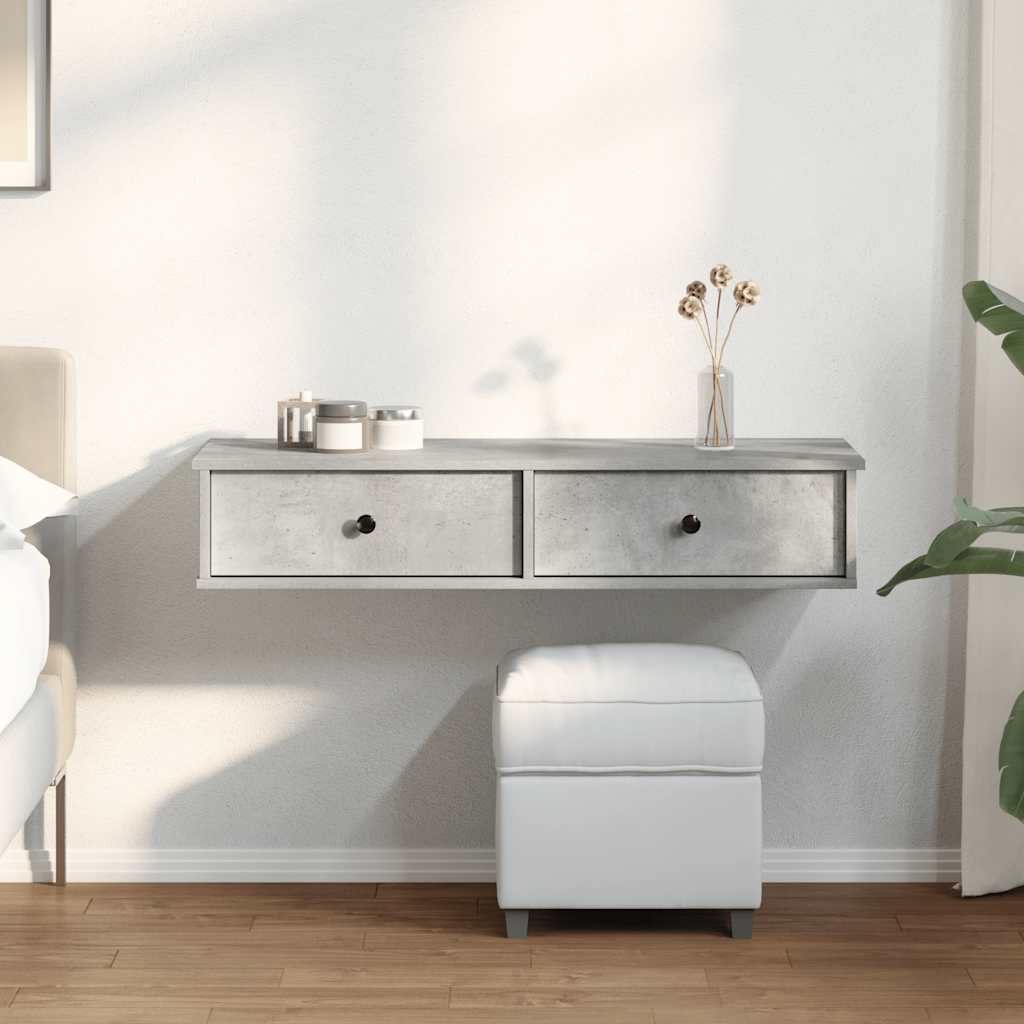 Étagère murale avec tiroirs gris béton bois d'ingénierie - XIOS