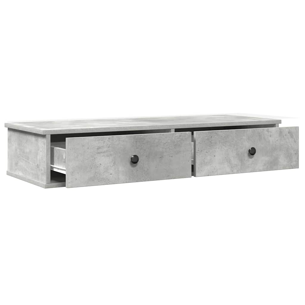 Étagère murale avec tiroirs gris béton bois d'ingénierie - XIOS