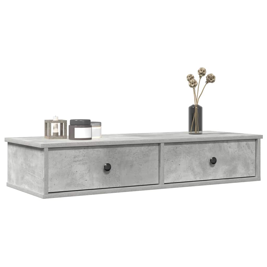 Étagère murale avec tiroirs gris béton bois d'ingénierie - XIOS