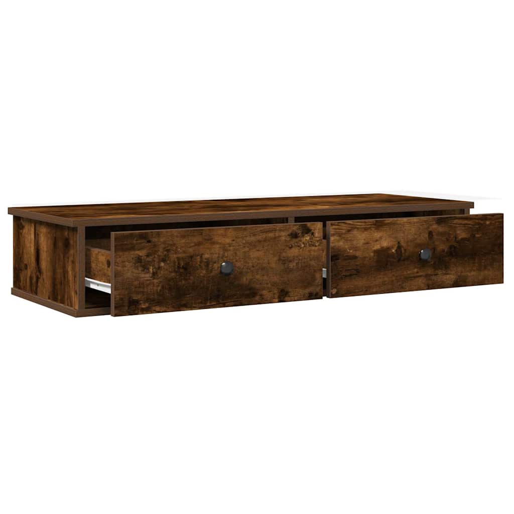 Étagère murale avec tiroirs chêne fumé bois d'ingénierie - XIOS