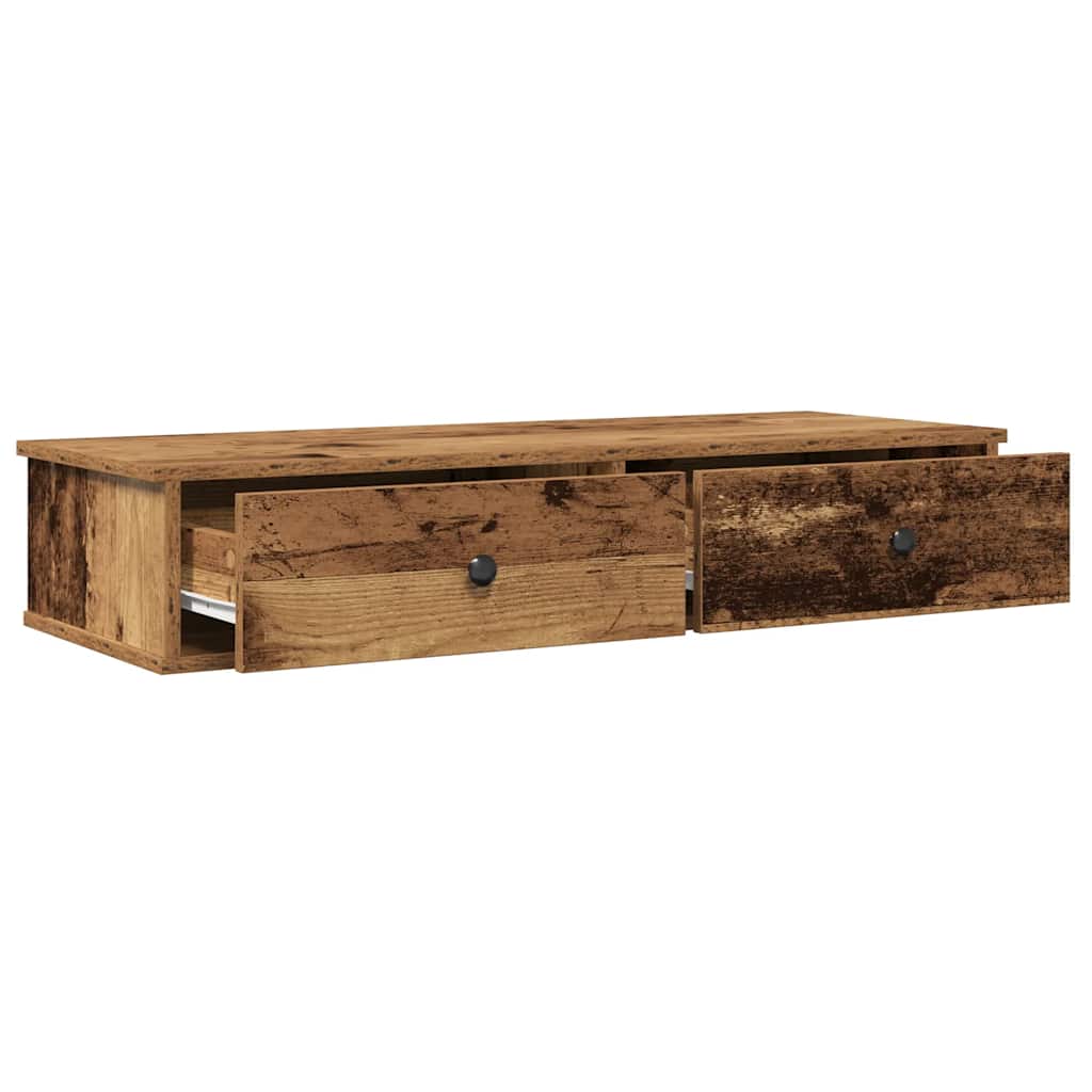 Étagère murale avec tiroirs vieux bois bois d'ingénierie - XIOS