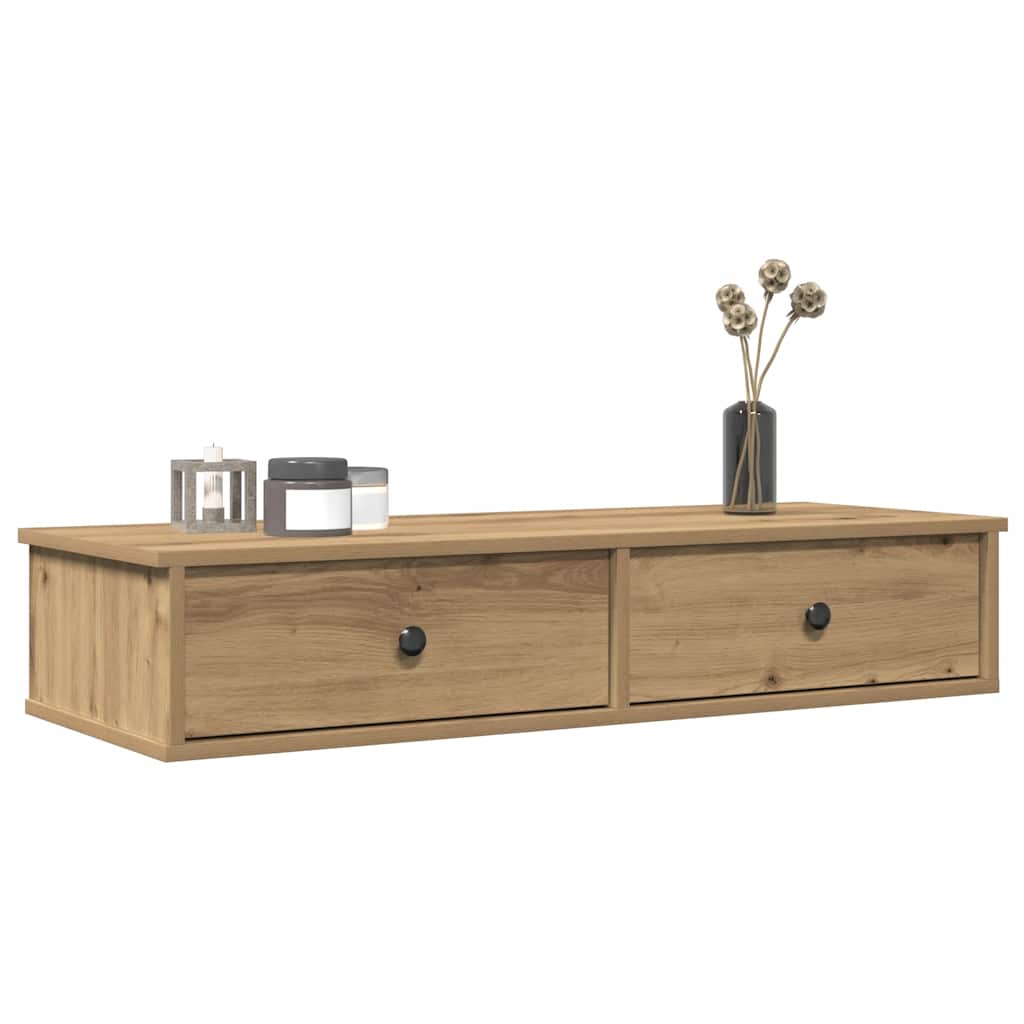 Étagère murale avec tiroirs chêne artisanal bois d'ingénierie - XIOS