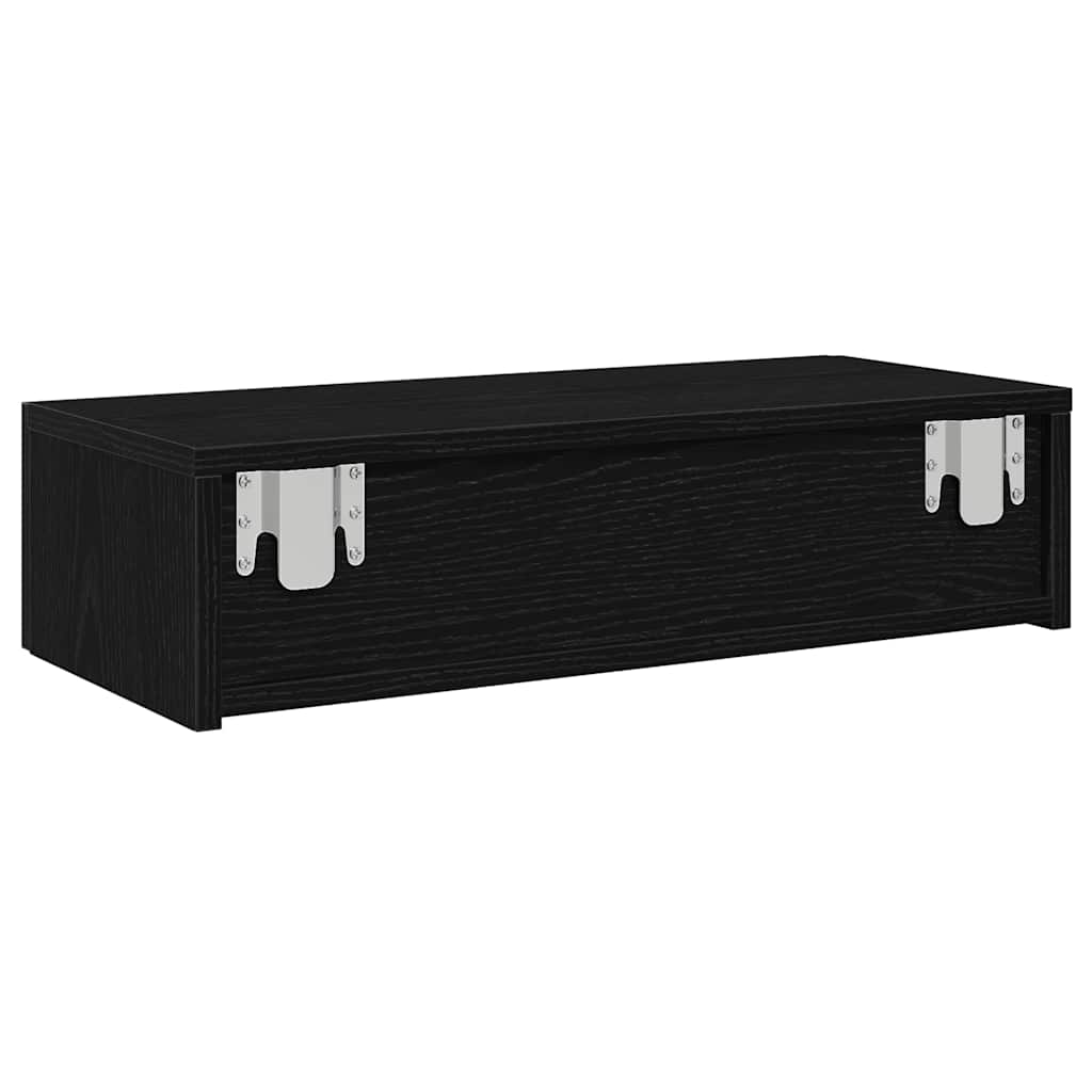 Étagère murale avec tiroirs noir 60x26,5x15cm bois d'ingénierie - XIOS
