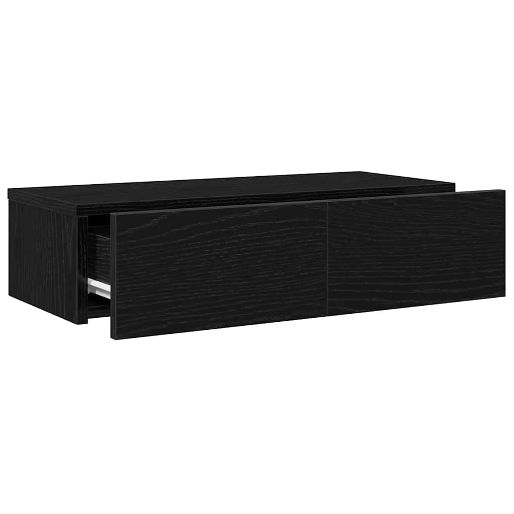 Étagère murale avec tiroirs noir 60x26,5x15cm bois d'ingénierie - XIOS