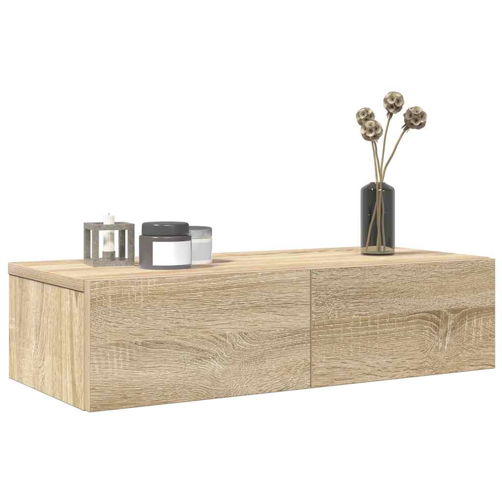 Étagère murale avec tiroirs chêne sonoma bois d'ingénierie - XIOS