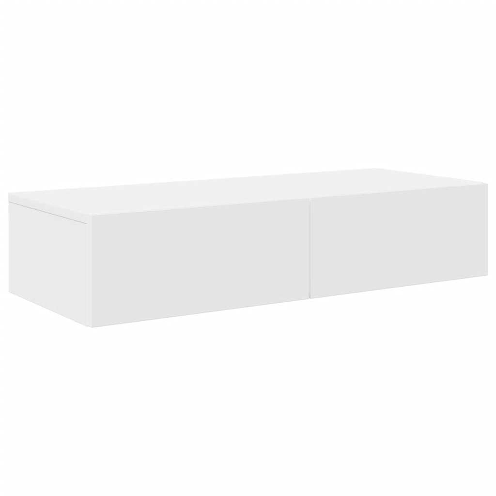 Étagère murale avec tiroirs blanc 80x33x17 cm bois d'ingénierie - XIOS