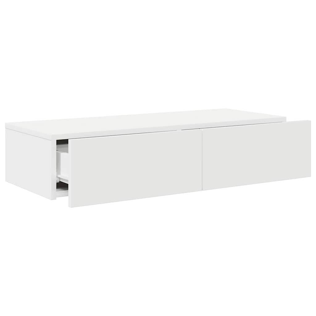 Étagère murale avec tiroirs blanc 80x33x17 cm bois d'ingénierie - XIOS