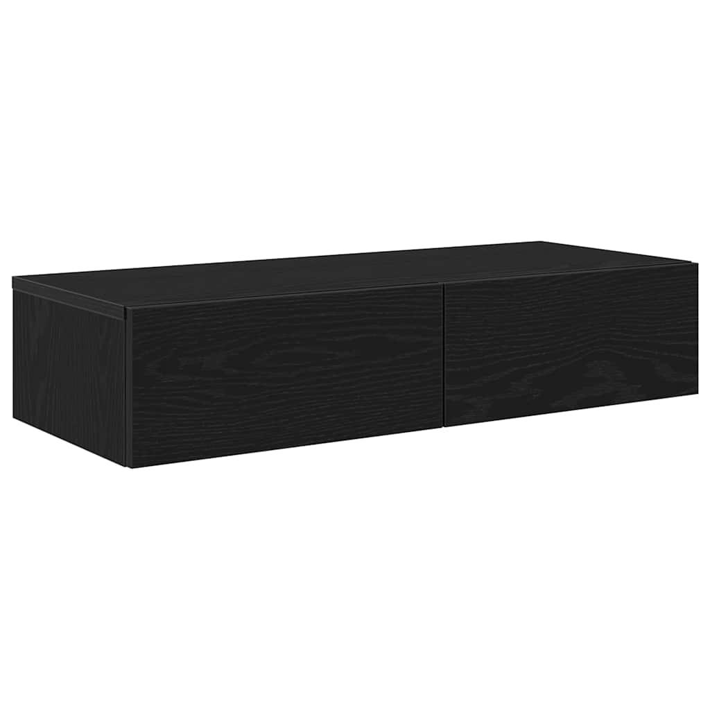 Étagère murale avec tiroirs noir 80x33x17 cm bois d'ingénierie - XIOS