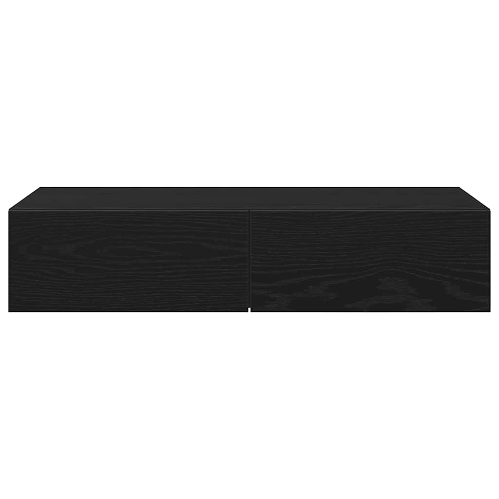 Étagère murale avec tiroirs noir 80x33x17 cm bois d'ingénierie - XIOS