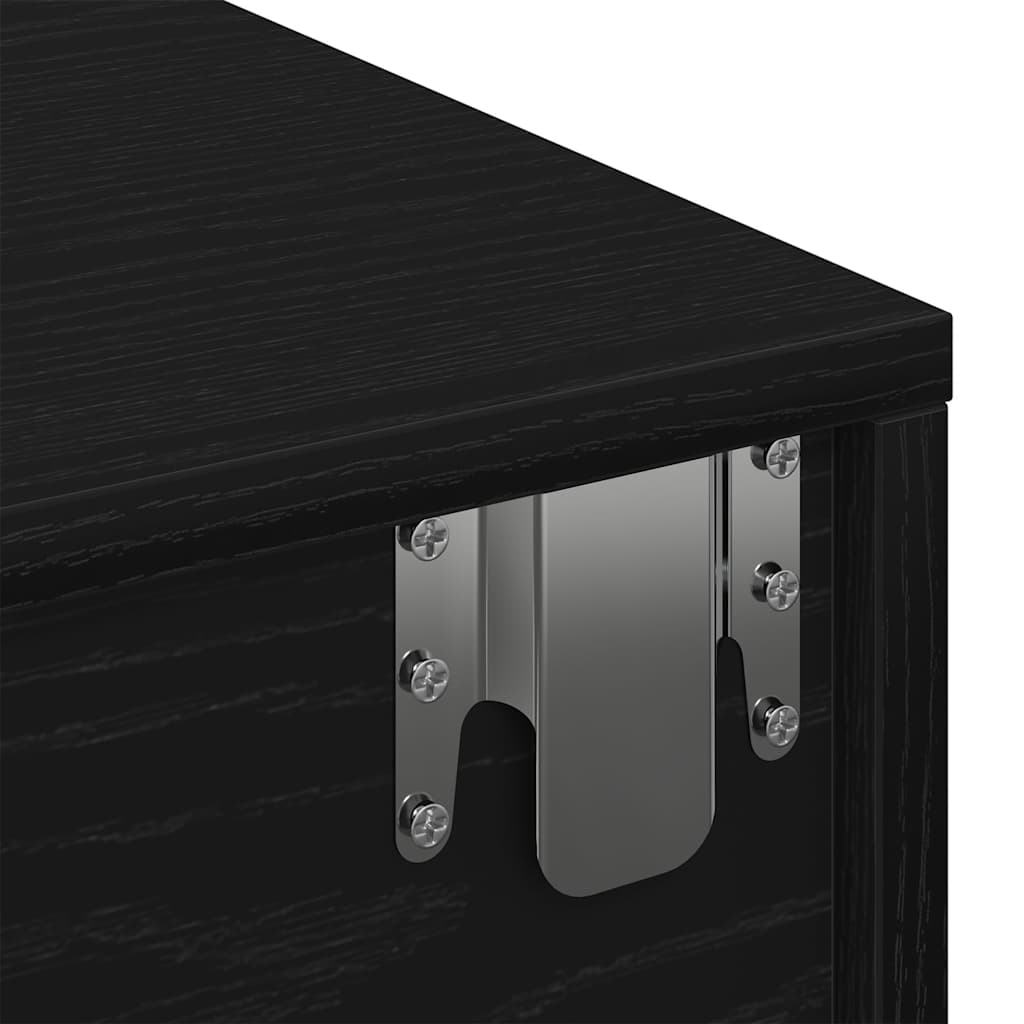 Étagère murale avec tiroirs noir 80x33x17 cm bois d'ingénierie - XIOS