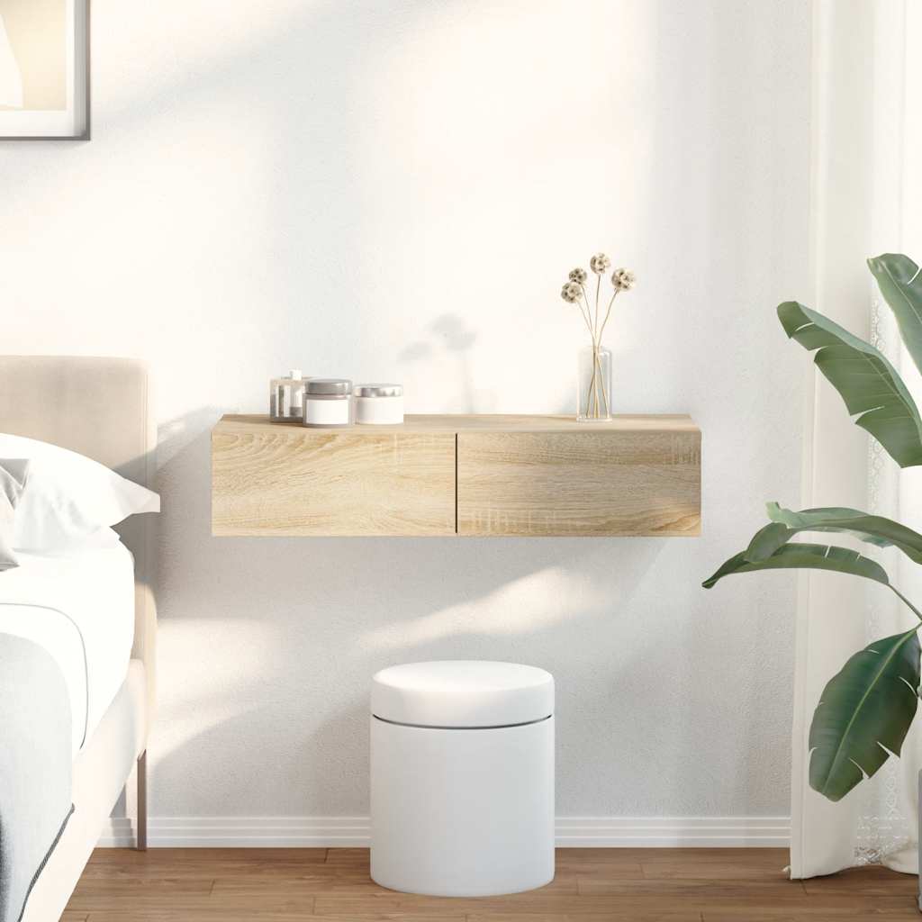 Étagère murale avec tiroirs chêne sonoma bois d'ingénierie - XIOS