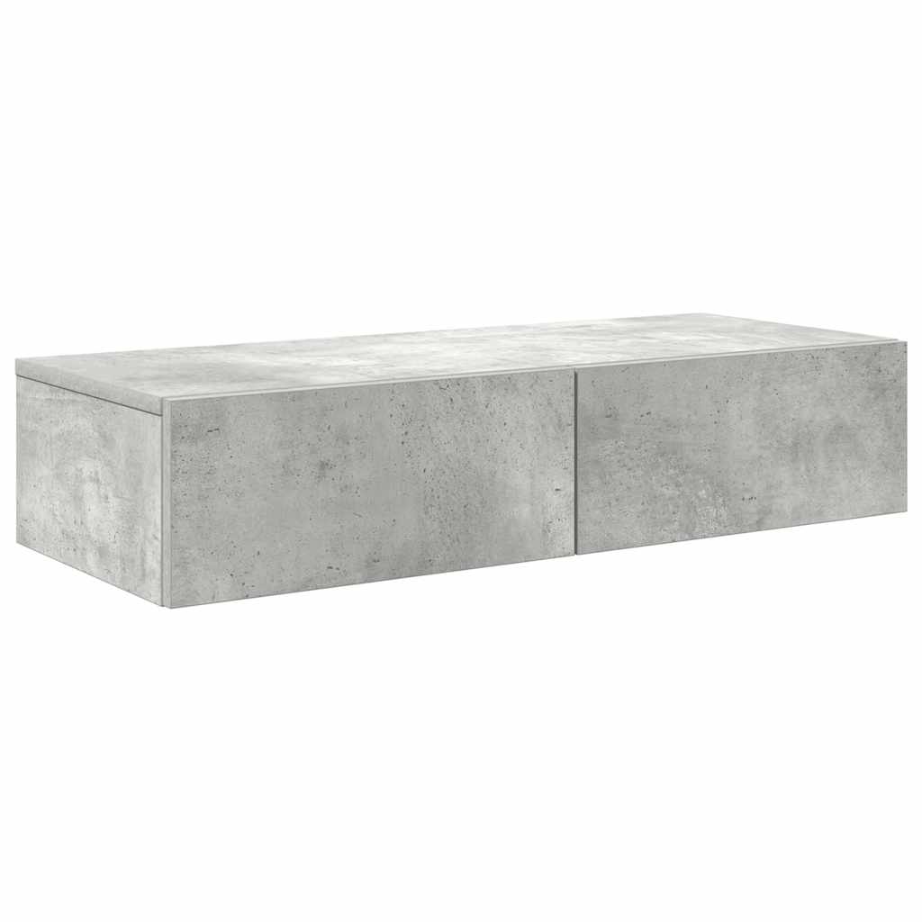 Étagère murale avec tiroirs gris béton bois d'ingénierie - XIOS