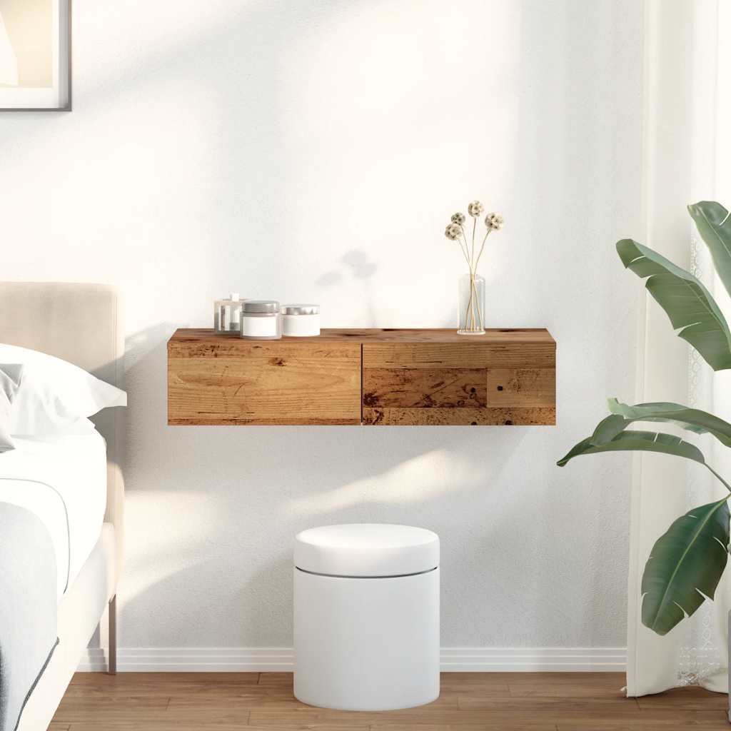 Étagère murale avec tiroirs vieux bois bois d'ingénierie - XIOS