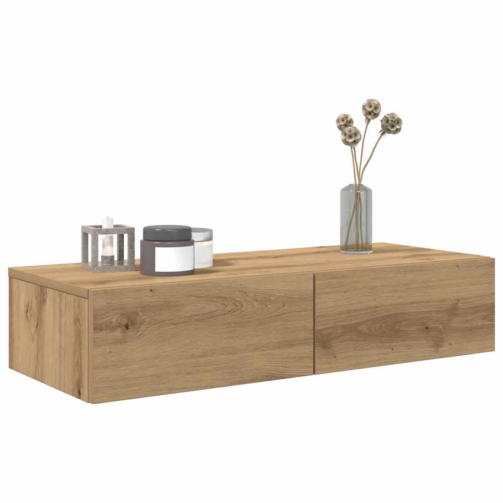 Étagère murale avec tiroirs chêne artisanal bois d'ingénierie - XIOS