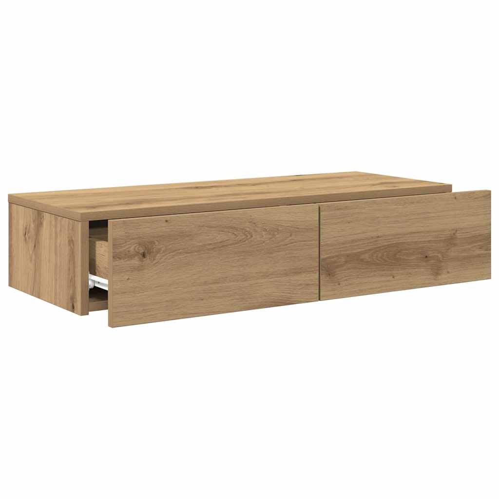Étagère murale avec tiroirs chêne artisanal bois d'ingénierie - XIOS
