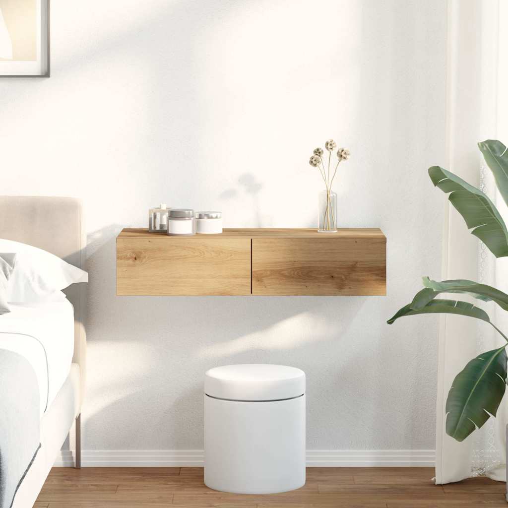 Étagère murale avec tiroirs chêne artisanal bois d'ingénierie - XIOS