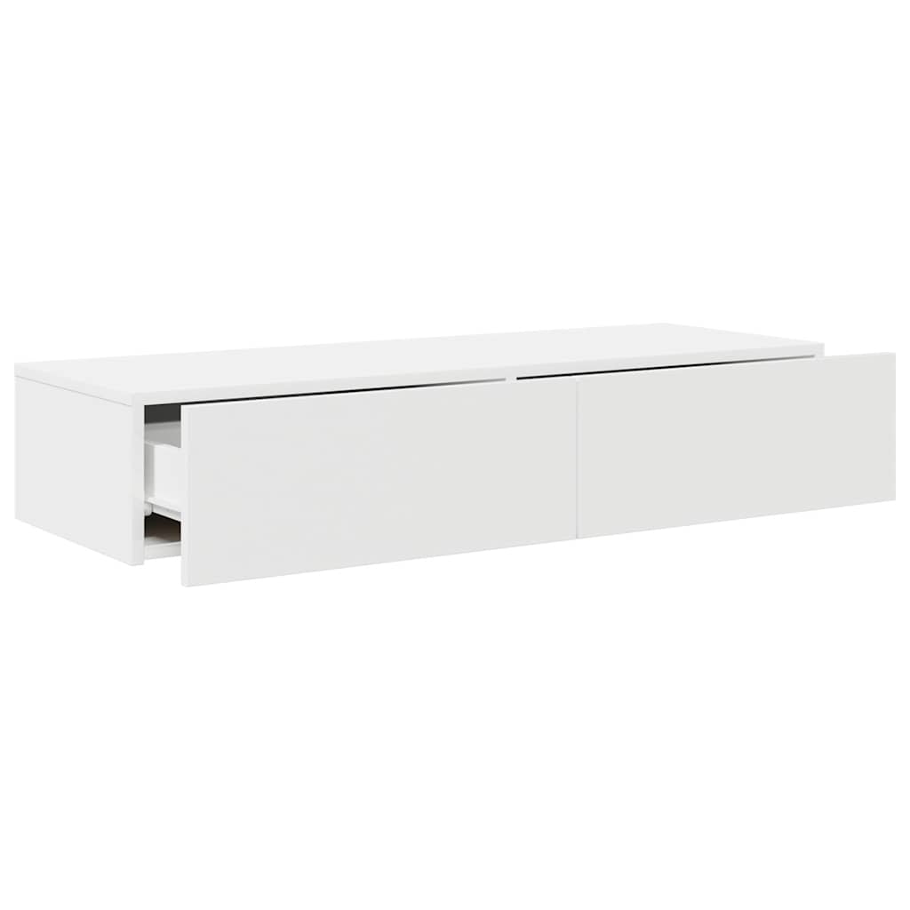 Étagère murale avec tiroirs blanc 100x36x19cm bois d'ingénierie - XIOS