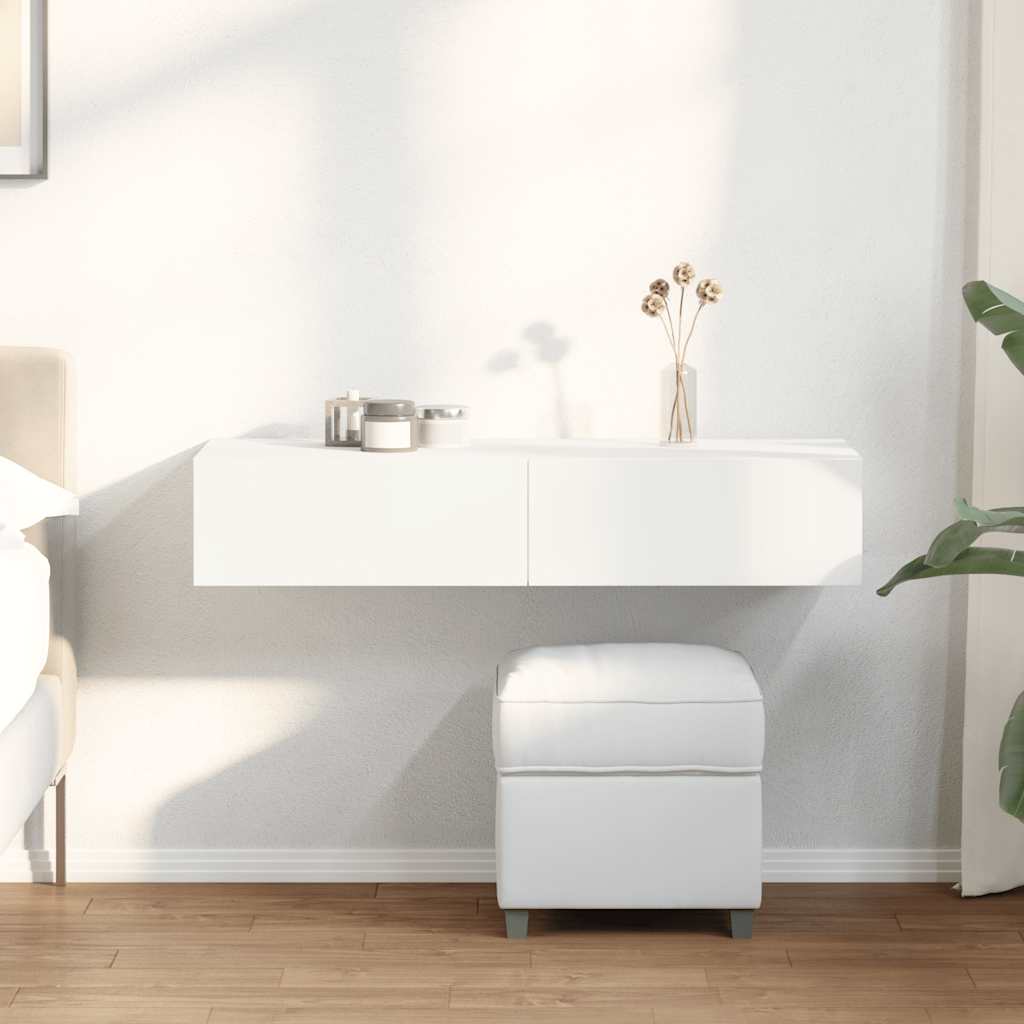 Étagère murale avec tiroirs blanc 100x36x19cm bois d'ingénierie - XIOS