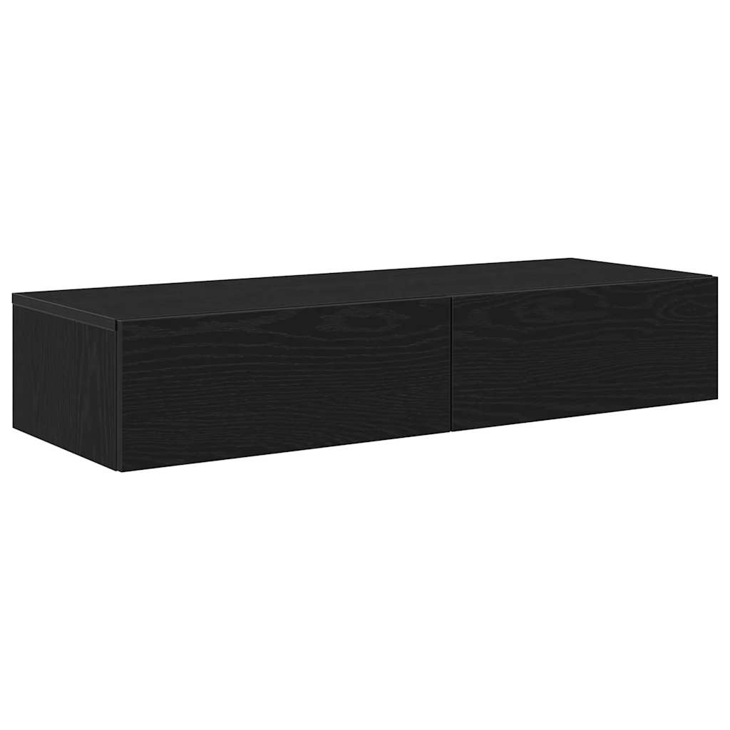 Étagère murale avec tiroirs noir 100x36x19 cm bois d'ingénierie - XIOS