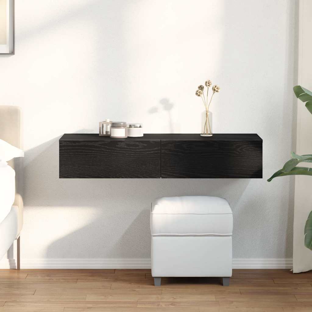 Étagère murale avec tiroirs noir 100x36x19 cm bois d'ingénierie - XIOS