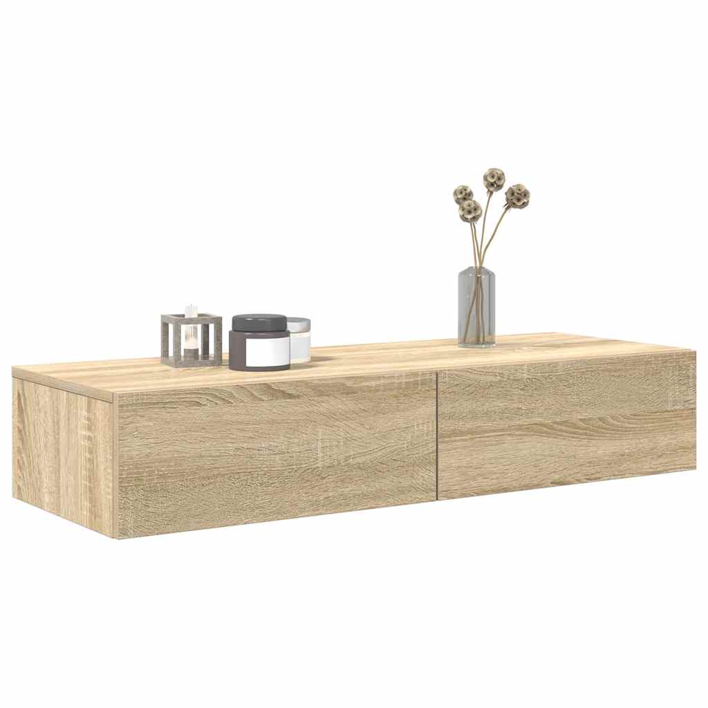 Étagère murale avec tiroirs chêne sonoma bois d'ingénierie - XIOS