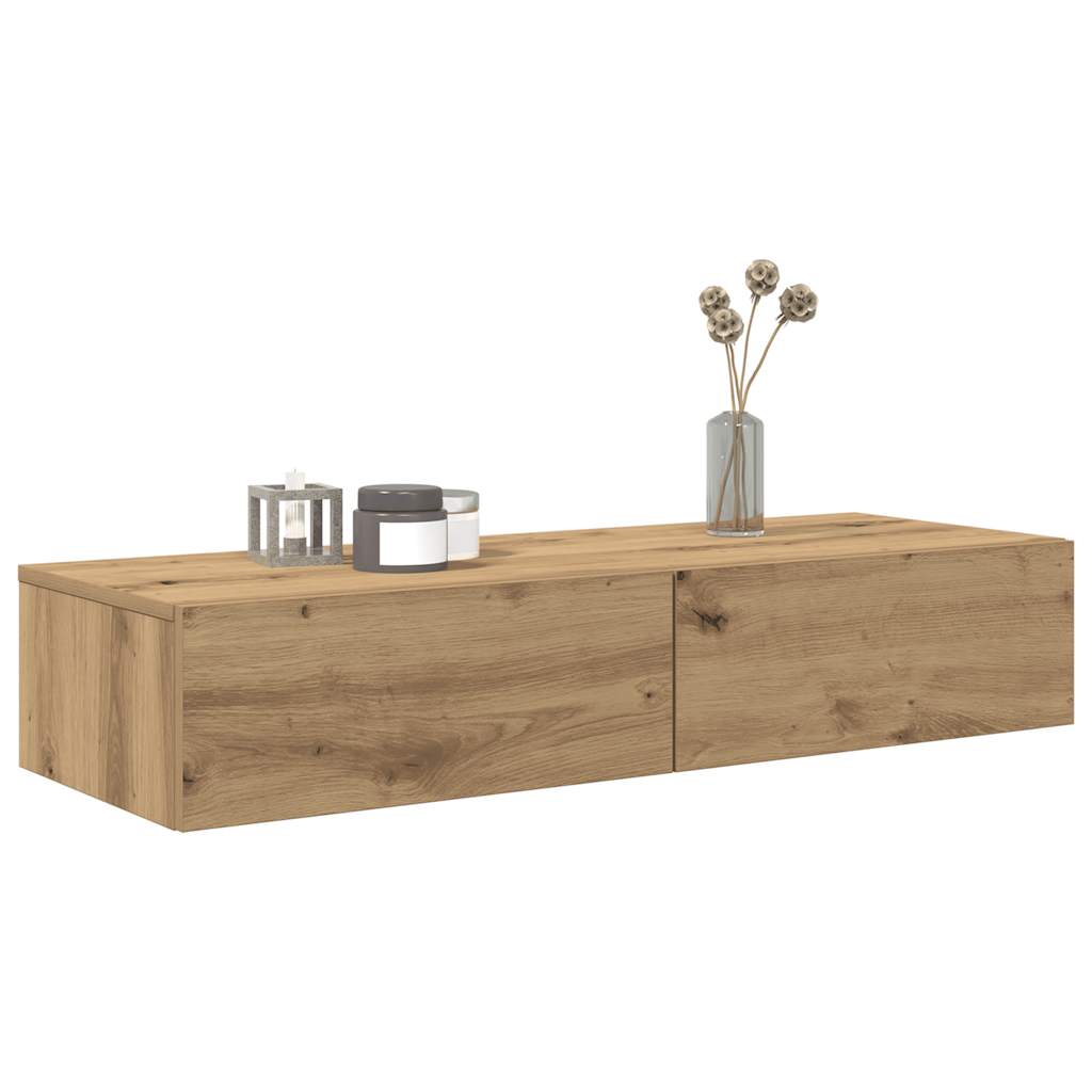 Étagère murale avec tiroirs chêne artisanal bois d'ingénierie - XIOS