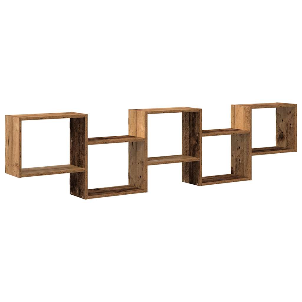 Étagère cube murale 5 compartiments vieux bois bois ingénierie - XIOS