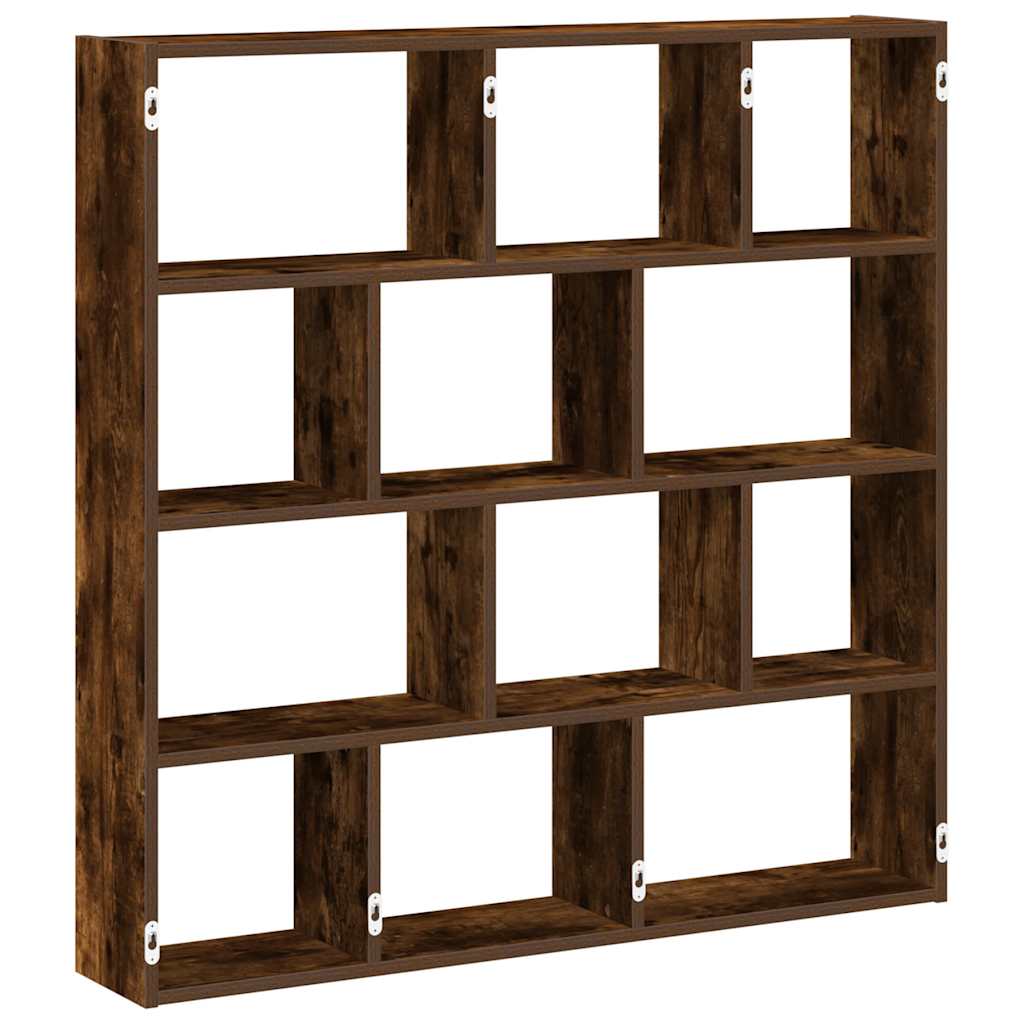Étagère cube murale 12 compartiments chêne fumé bois ingénierie - XIOS