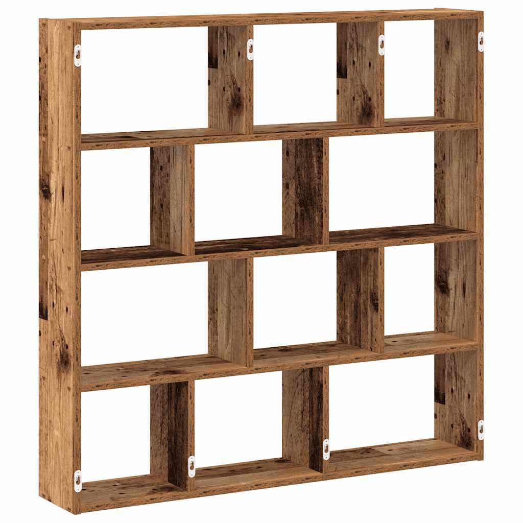Étagère cube murale 12 compartiments vieux bois bois ingénierie - XIOS
