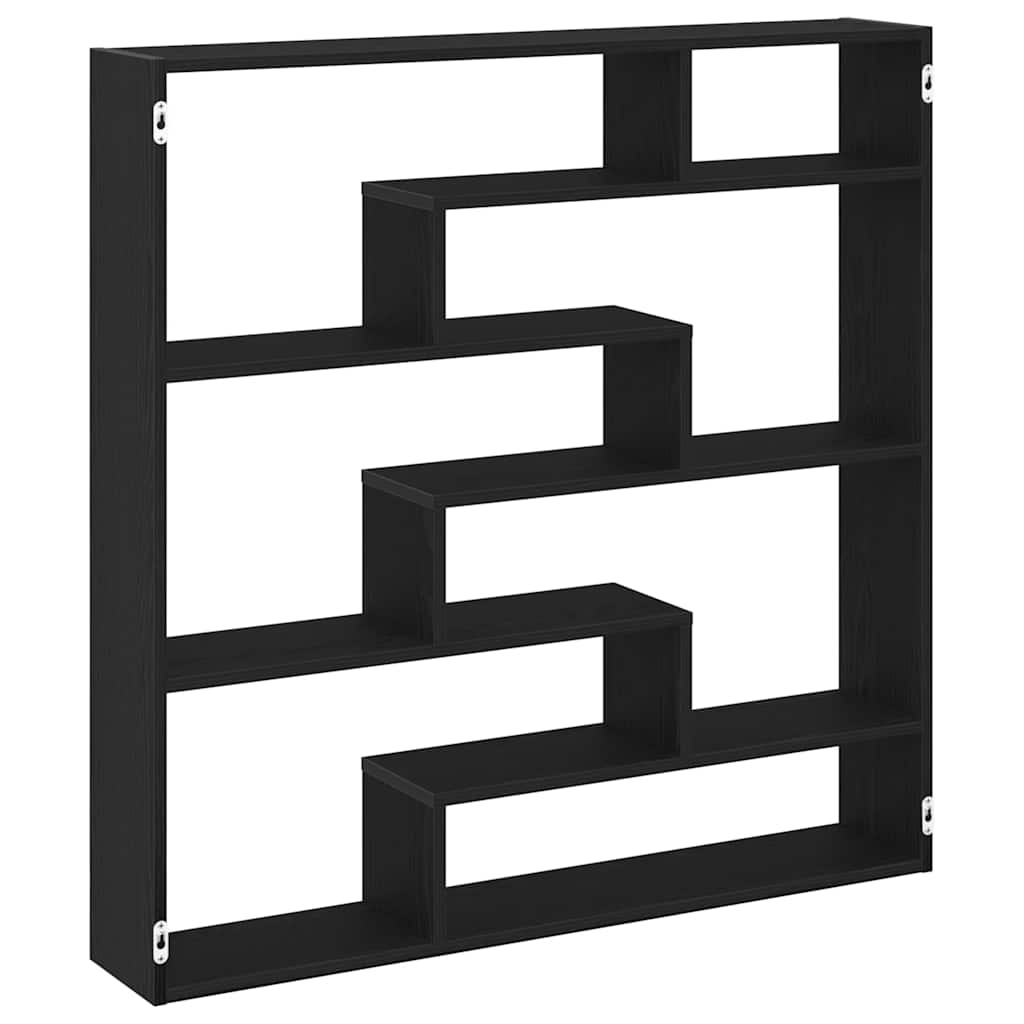 Étagère cube murale 7 compartiments noir bois d'ingénierie - XIOS