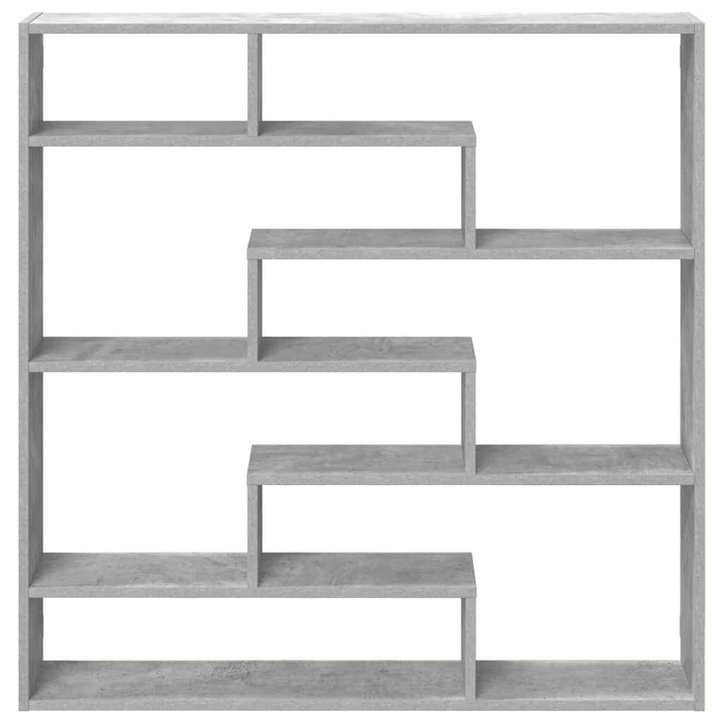 Étagère cube murale 7 compartiments gris béton bois ingénierie