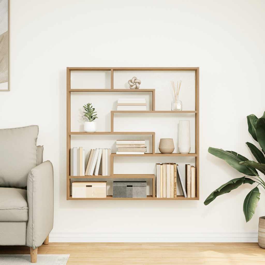 Étagère cube murale 7 compartiments chêne artisanal - XIOS