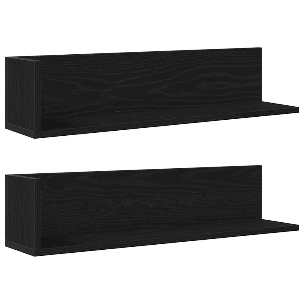Étagères murales 2 pcs noir 75x16,5x16,5 cm bois d'ingénierie - XIOS