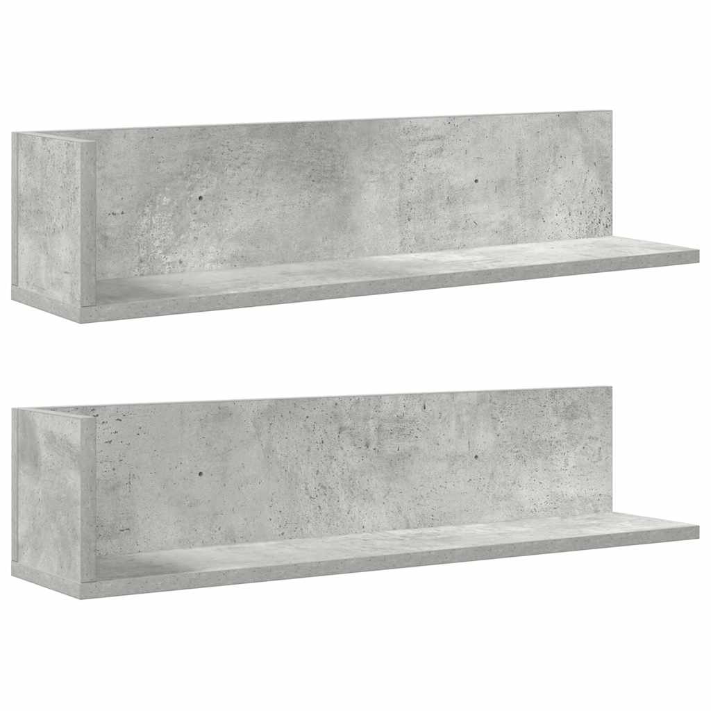 Étagères murales 2pcs gris béton 75x16,5x16,5cm bois ingénierie - XIOS