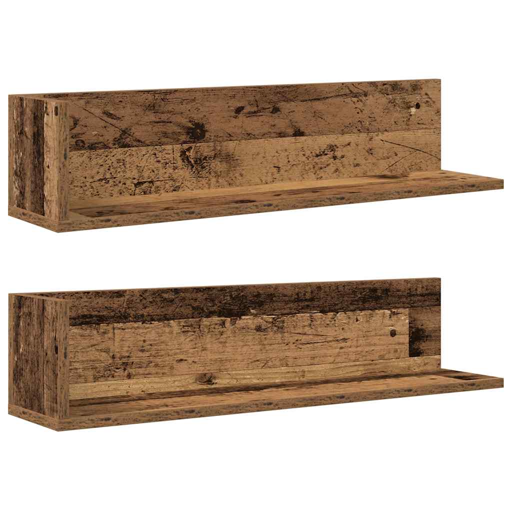 Étagères murales 2pcs vieux bois 75x16,5x16,5cm bois ingénierie - XIOS