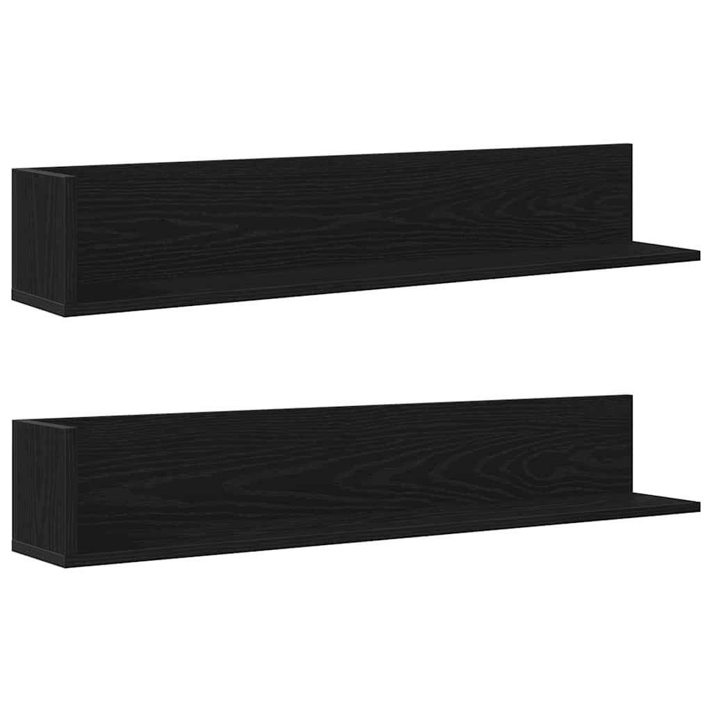 Étagères murales 2 pcs noir 100x16,5x16,5 cm bois d'ingénierie - XIOS