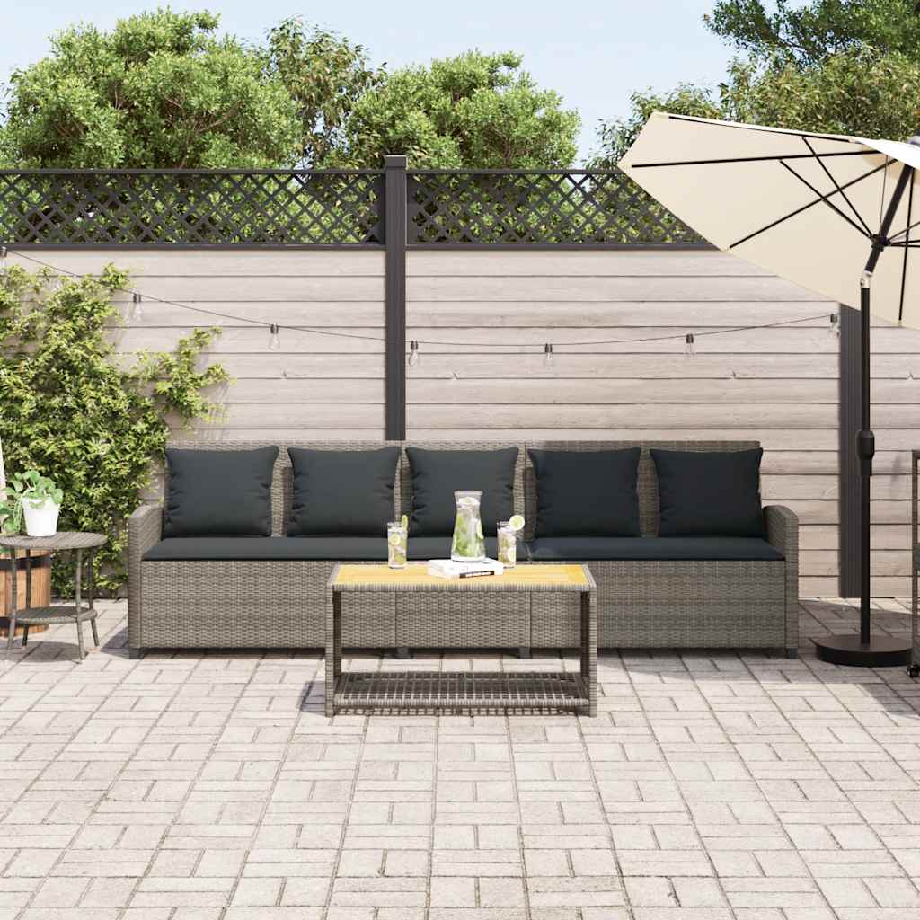 Canapé de jardin avec coussins 5 places gris résine tressée - XIOS