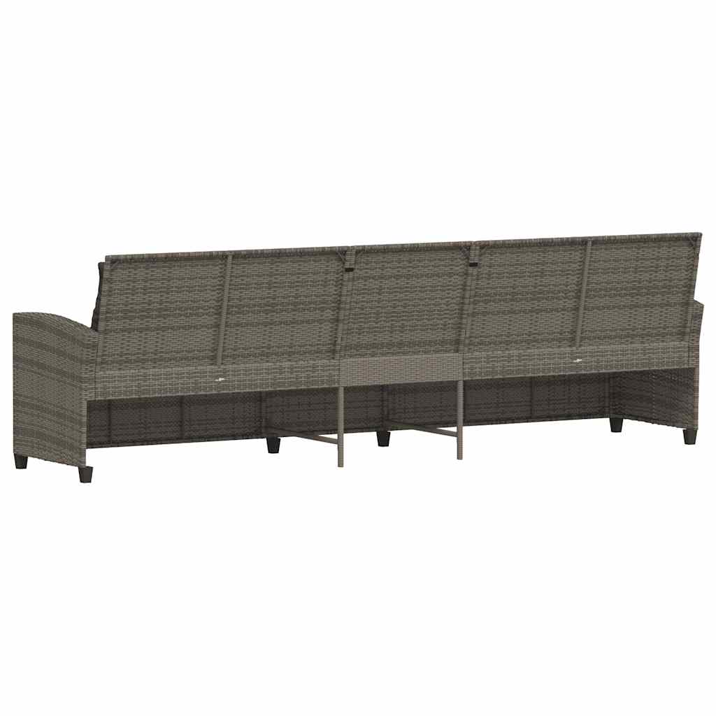 Canapé de jardin avec coussins 5 places gris résine tressée - XIOS