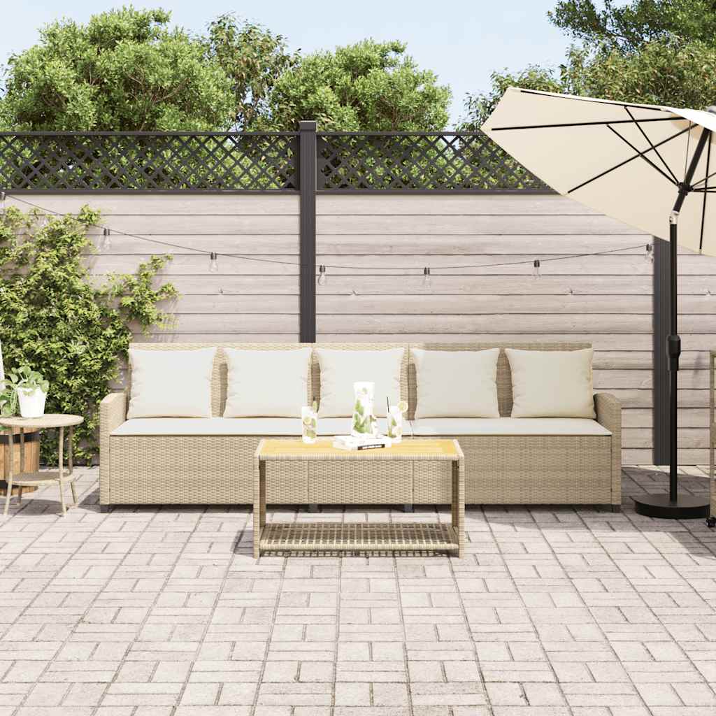 Canapé de jardin avec coussins 5 places beige résine tressée - XIOS