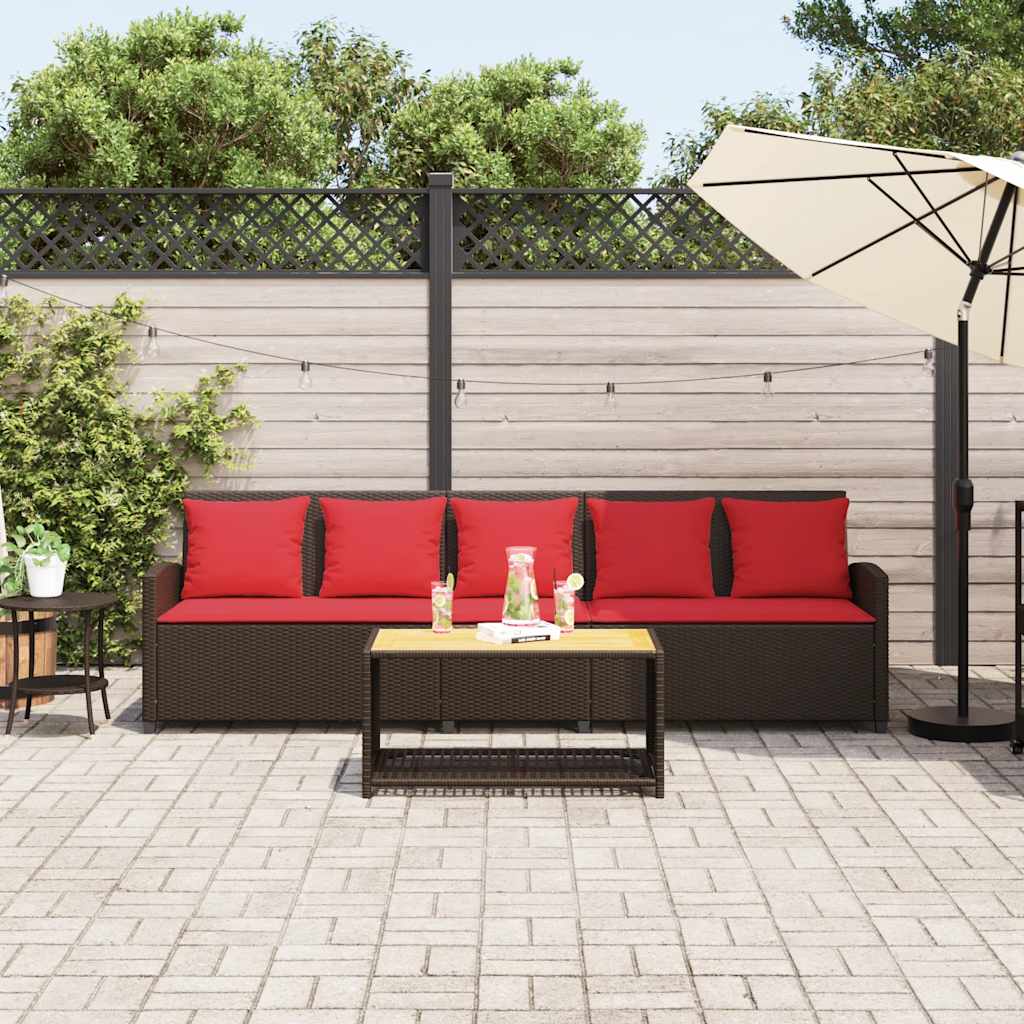 Canapé de jardin avec coussins 5 places brun résine tressée - XIOS