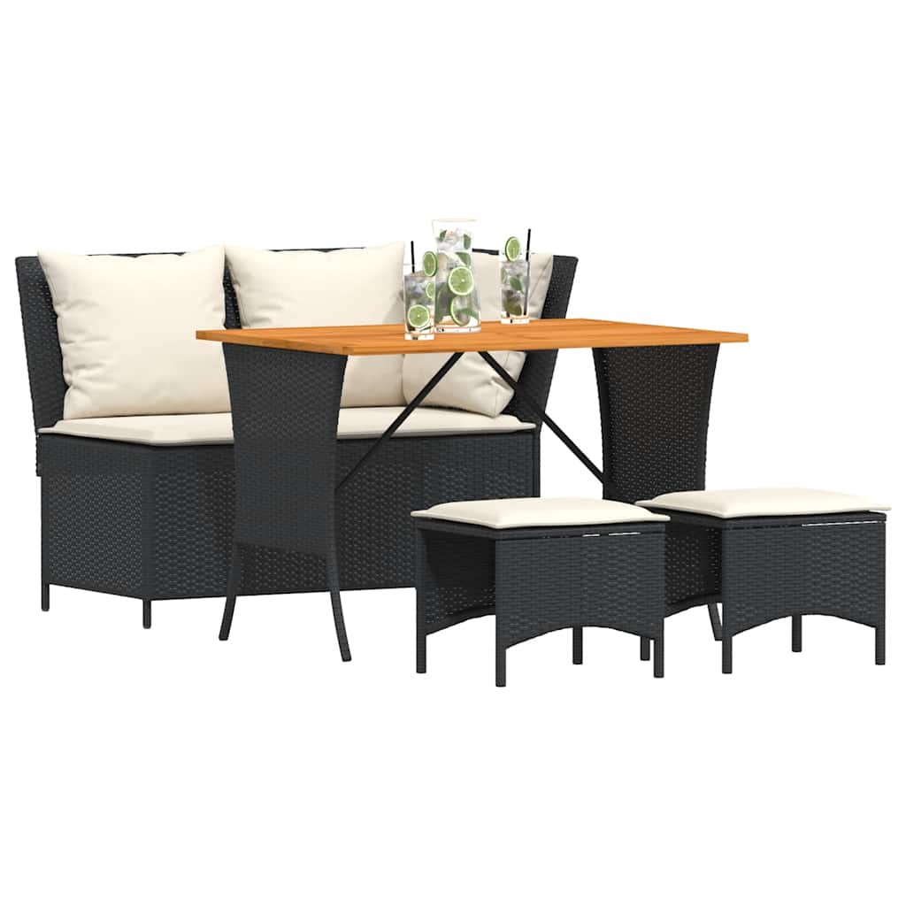 Ensemble à manger de jardin 4 pcs avec coussins noir - XIOS