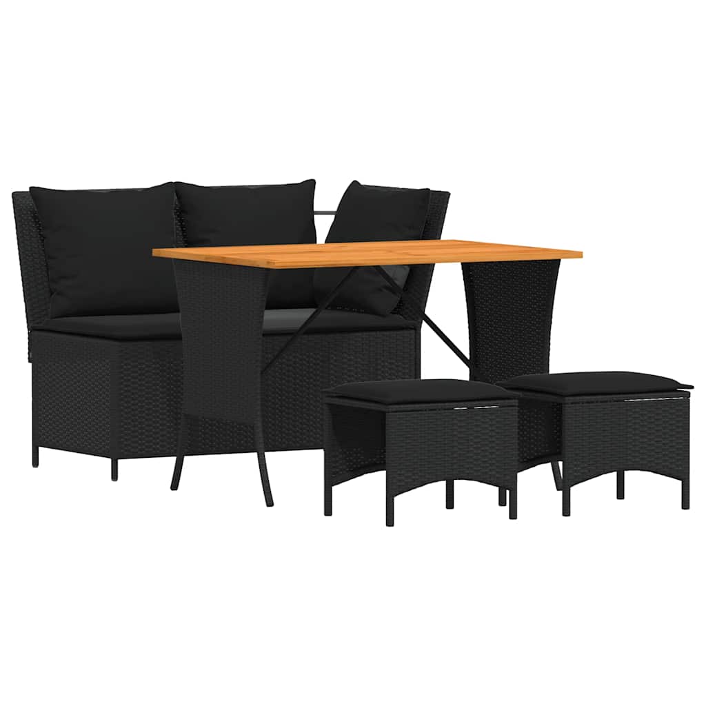 Ensemble à manger de jardin 4 pcs avec coussins noir - XIOS