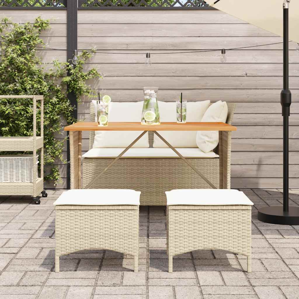 Ensemble à manger de jardin coussins 4 pcs beige résine tressée - XIOS