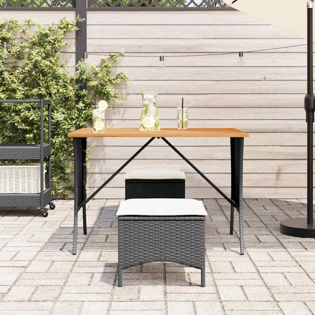 Ensemble à manger de jardin avec coussins 3 pcs Noir - XIOS
