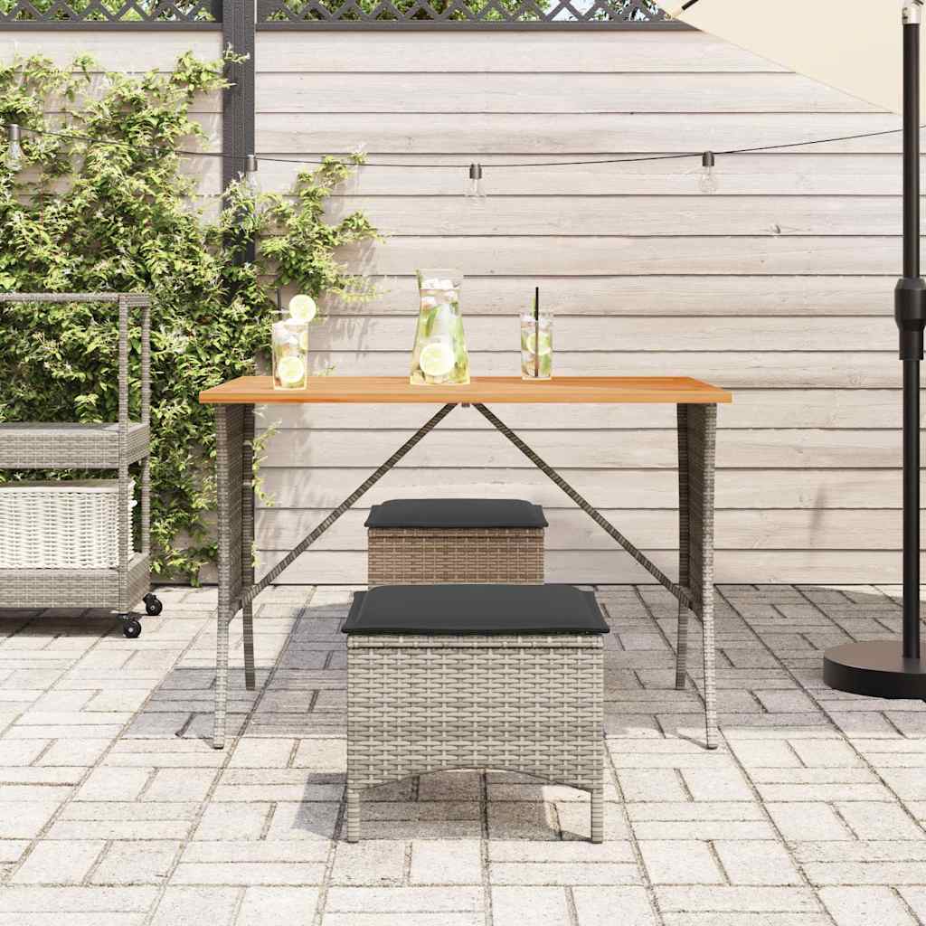 Ensemble à manger de jardin 3 pcs coussins gris résine tressée - XIOS