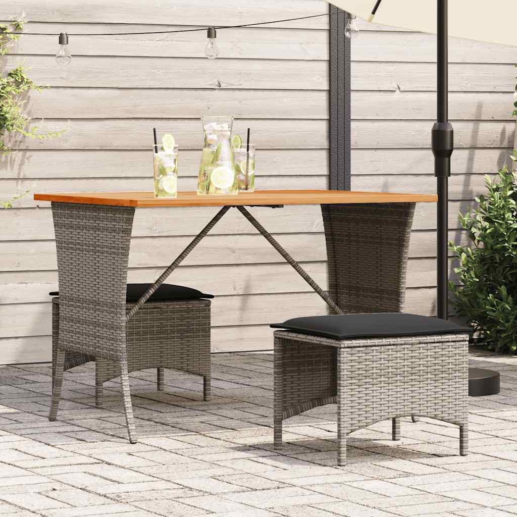 Ensemble à manger de jardin 3 pcs coussins gris résine tressée - XIOS